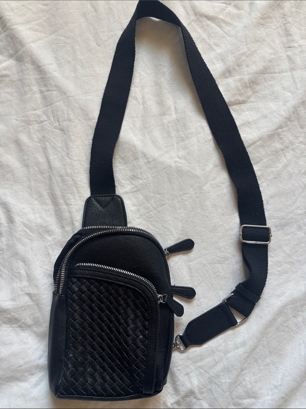 Antik Kraft Black Woven Sling Belt Bag
